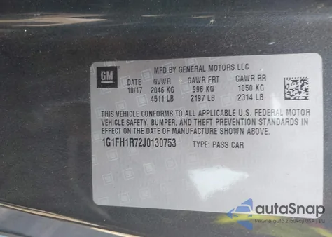 2018 Chevrolet Camaro 2Ss из США, поврежденный, VIN 1G1FH1R72J0130753